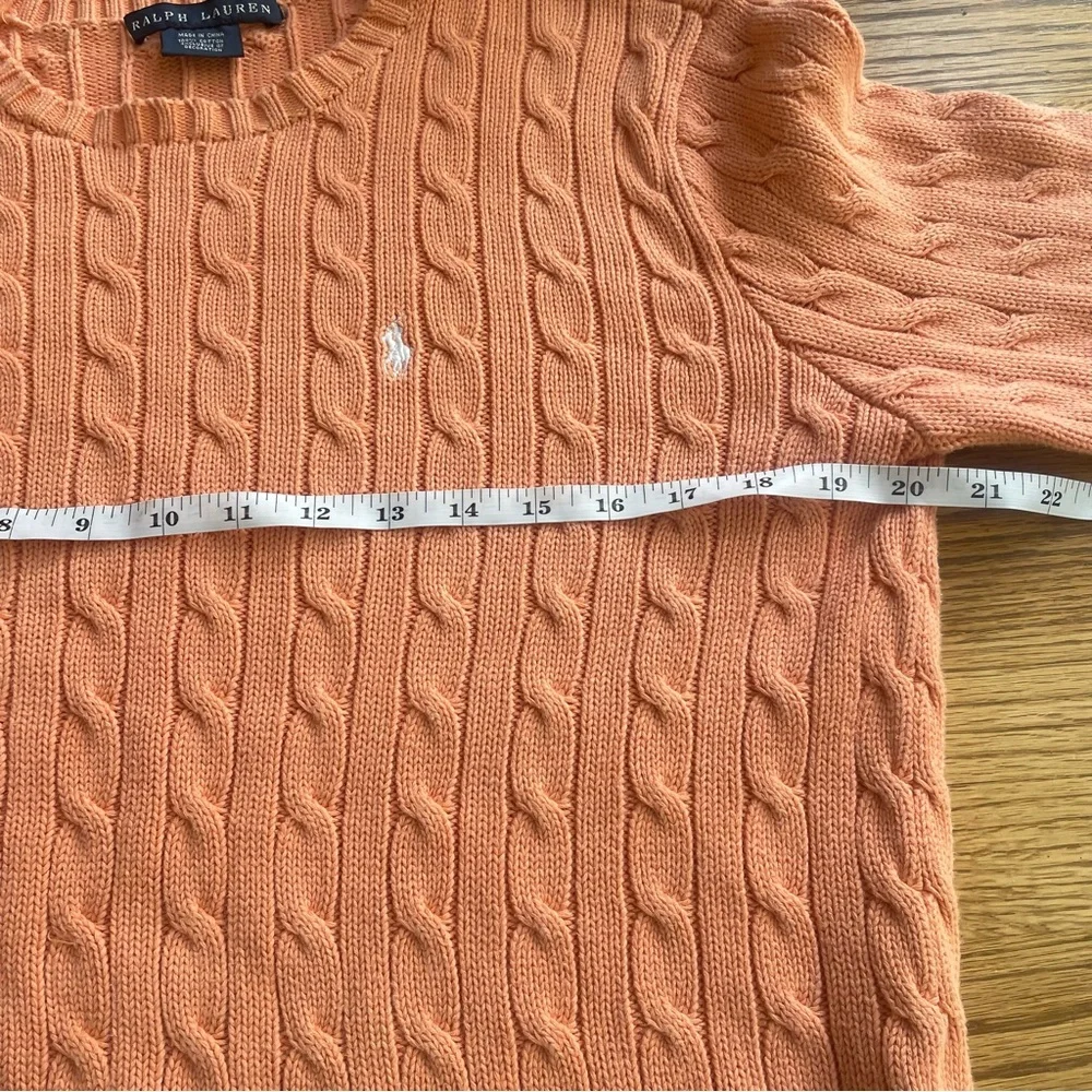 Ralph Lauren Women's Coral Crew Neck Sweater Size Large Cotton Cable Knit - Picture 4 of 5